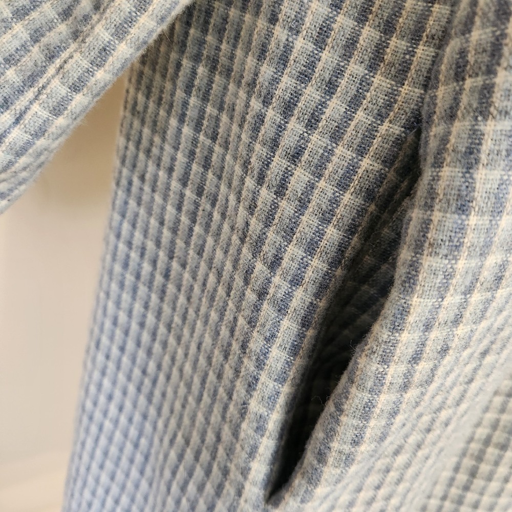 Vintage Handmade Plaid Duster Coat Blue Mid Length Pockets Soft Academia Women's - Picture 4 of 8